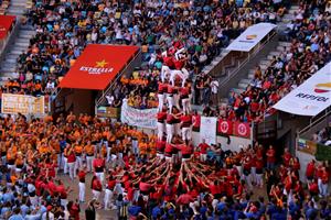 Aleta del 7d7 dels Xicots de Vilafranca durant la primera ronda conjunta del Concurs de Castells de Tarragona 