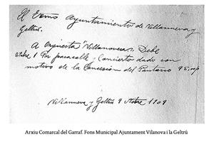 Arxiu Comarcal del Garraf. Fons Municipal Ajuntament de Vilanova i la Geltrú