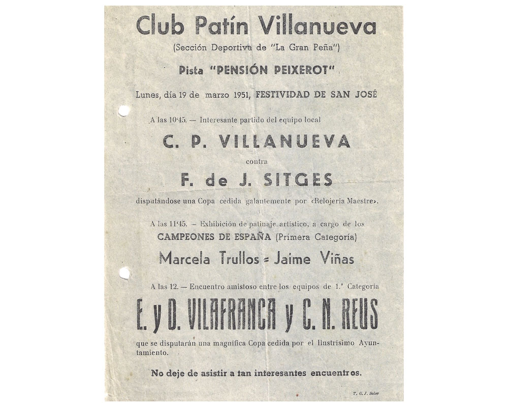 Cartell del primer partit del CP Vilanova. Eix