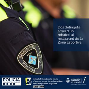 Detenen dos joves de 22 i 16 anys per robar en un restaurant de Vilafranca aquesta matinada. Ajuntament de Vilafranca