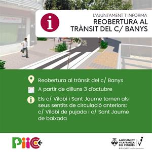 Dilluns es reobre al trànsit el carrer Banys de Vilafranca. EIX