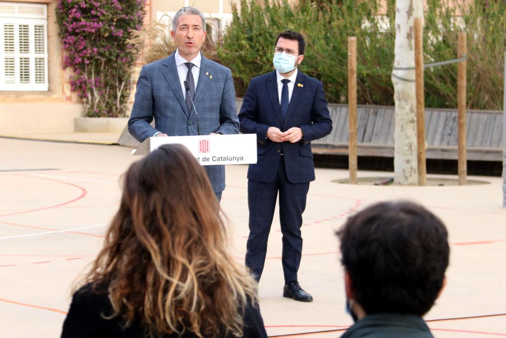 El conseller d'Educació, Josep Gonzàlez-Cambray i el president de la Generalitat, Pere Aragonès. ACN