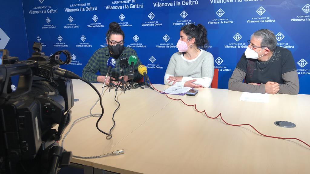 Enric Garriga, Marta Jofra i Jaume Aliaga en roda de premsa. Eix