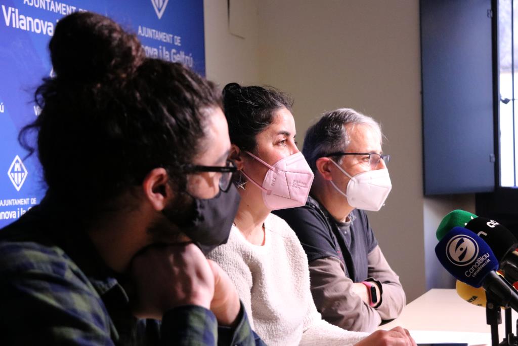 Enric Garriga, Marta Jofra i Jaume Aliaga en roda de premsa. ACN