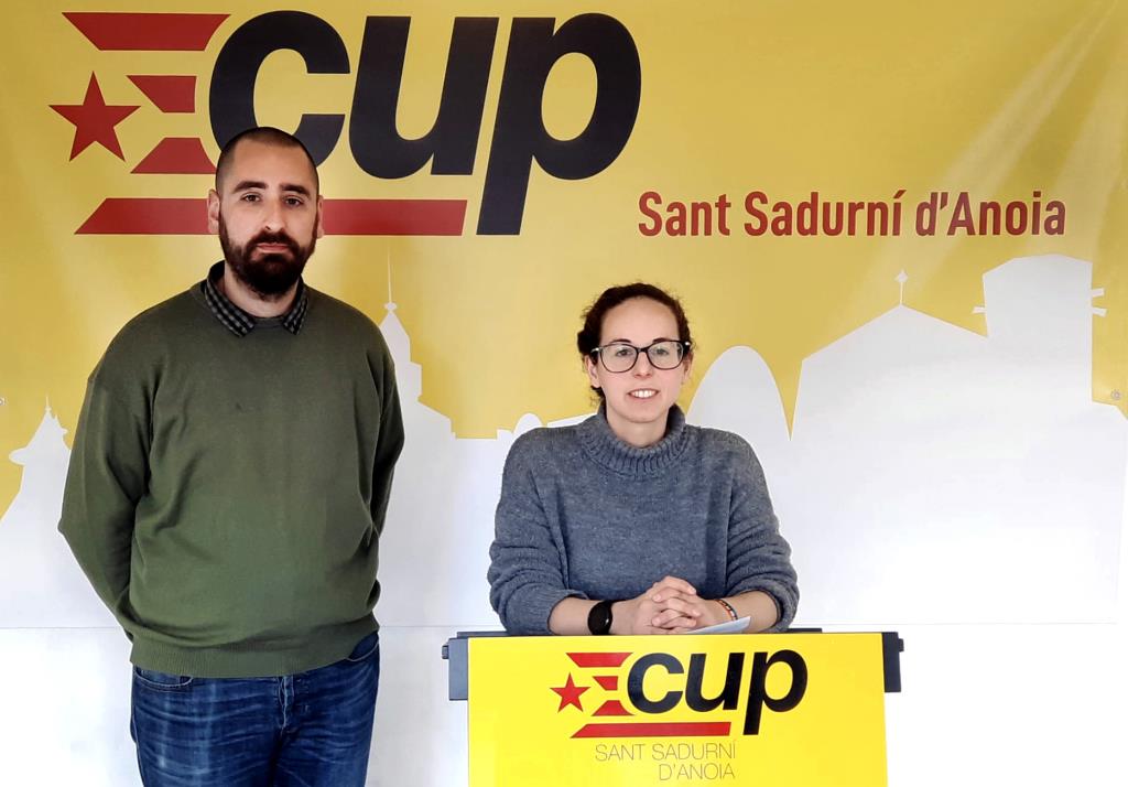 Imatge de la roda de premsa de la CUP de Sant Sadurní. Eix