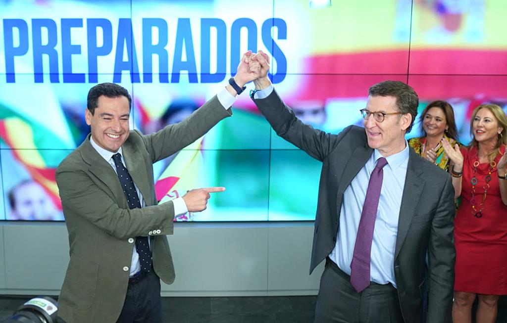Juanma Moreno i Alberto Núñez Feijoo, a la Junta Directiva del PP. ACN