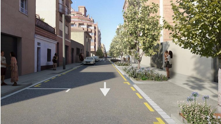 La reurbanització del carrer Tossa de Mar de Vilafranca amplia els espais per als vianants i les zones verdes. Ajuntament de Vilafranca