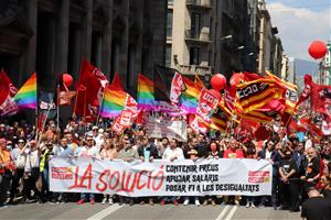 Més de 2.200 treballadors omplen la Via Laietana en el primer 1 de maig 