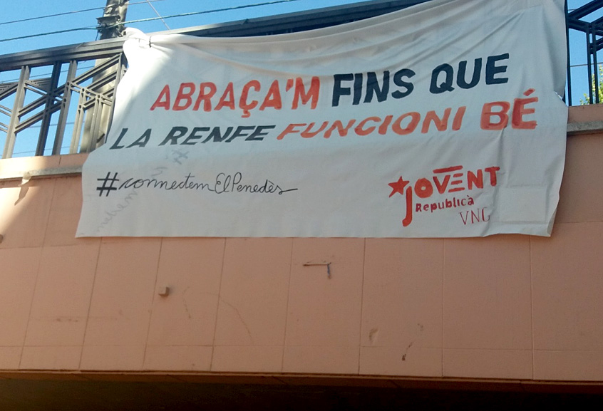 Pancarta abraçades del Jovent Republicà. Ferran Savall