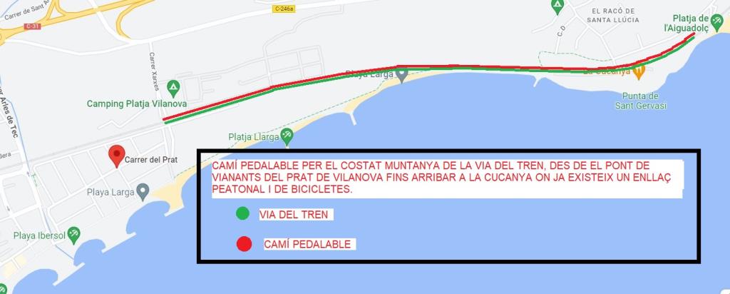 Proposta carril Pedalable Prat de Vilanova- Nucli urbà. Eix