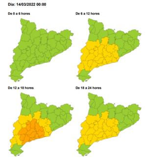 Protecció Civil activa en alerta el pla Ventcat per la previsió de fort vent aquest dilluns. EIX