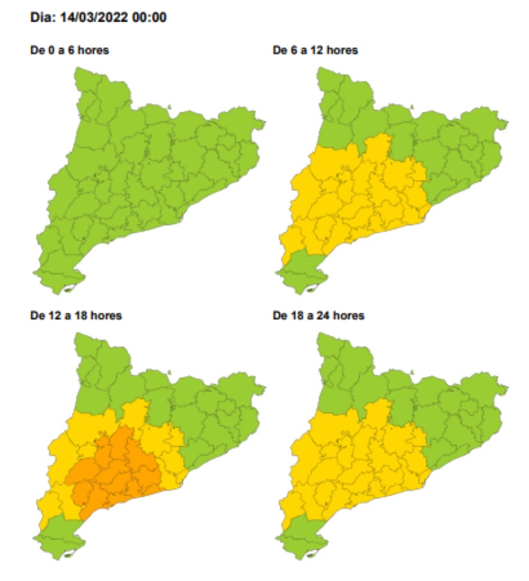 Protecció Civil activa en alerta el pla Ventcat per la previsió de fort vent aquest dilluns. EIX