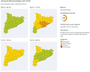 S'activa en alerta el Pla Inuncat per les pluges intenses d'avui dimecres. EIX