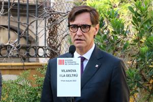 Salvador Illa, durant la seva visita a Vilanova i la Geltrú