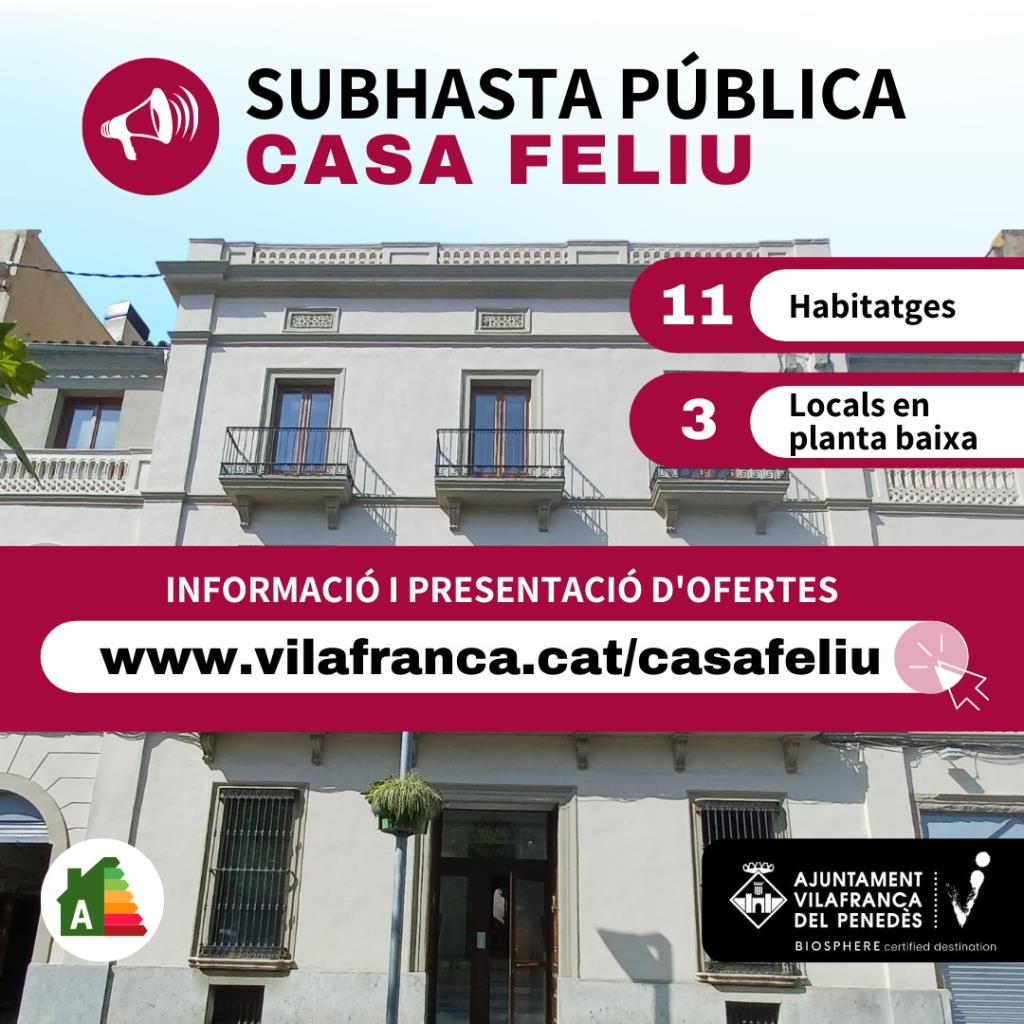 Surten a subhasta els pisos i locals de la Casa Feliu, a la rambla de Sant Francesc de Vilafranca. Ajuntament de Vilafranca