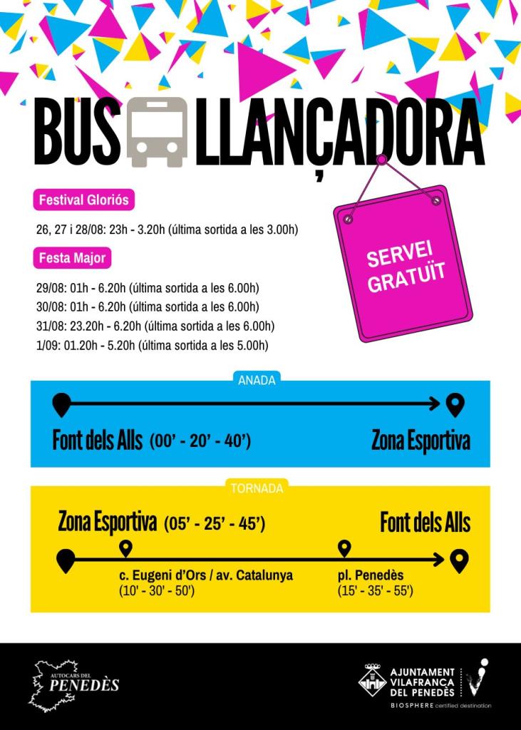 Vilafranca habilitarà un bus llançadora entre el Centre i la Zona Esportiva durant la festa major. EIX