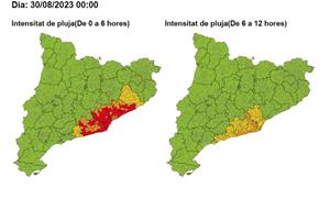 Activada l'alerta del pla Inuncat per previsió de pluges intenses de matinada al litoral i prelitoral central. ACN