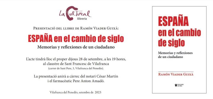 El farmacèutic i enòleg Ramon Viader presenta el llibre “España en el cambio de siglo”