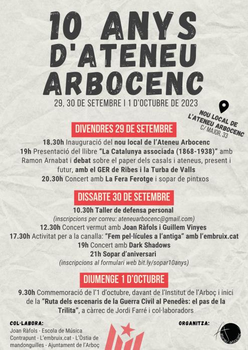 L’Ateneu Arbocenc celebra el seu 10è aniversari