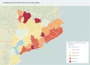 Cens electoral: Barcelona, la ciutat on més baixa, mentre puja més d'un 12% a Roda de Berà, Cunit, Vacarisses i Calafell