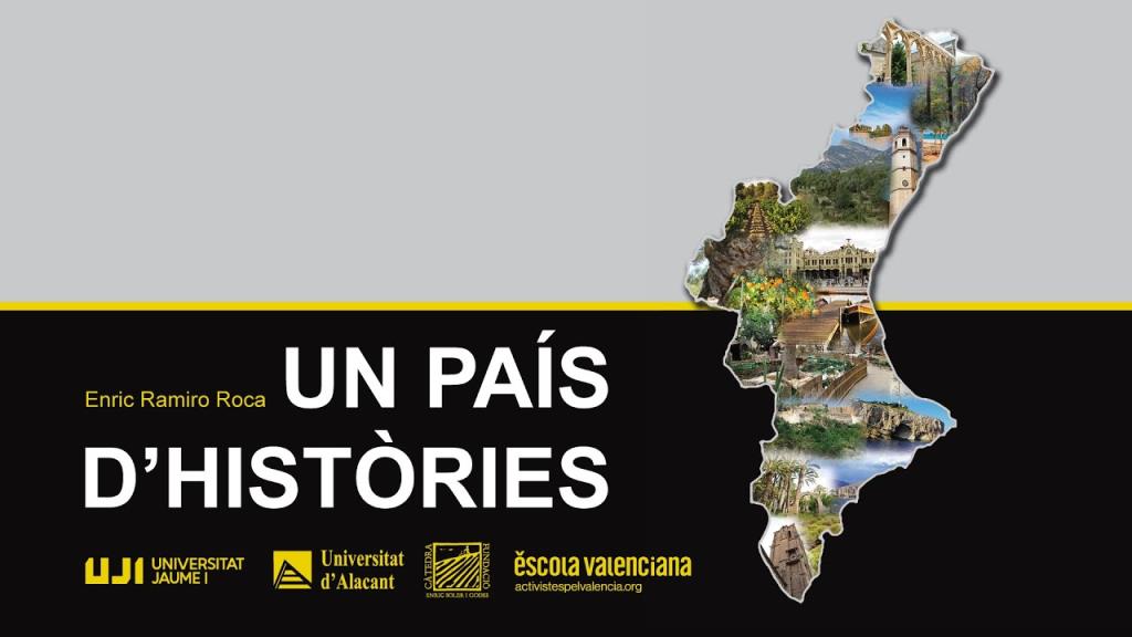 Coberta d' 'Un país d’històries. Aproximació literària a la geografia del País Valencià' d'Enric Ramiro Roca. Eix