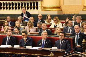 El president de la Generalitat, Pere Aragonès, aquest dijous al Senat amb altres presidents autonòmics. ACN / Miquel Vera