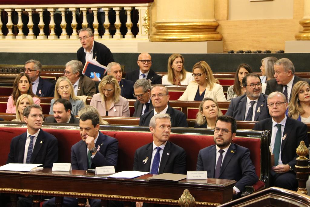 El president de la Generalitat, Pere Aragonès, aquest dijous al Senat amb altres presidents autonòmics. ACN / Miquel Vera