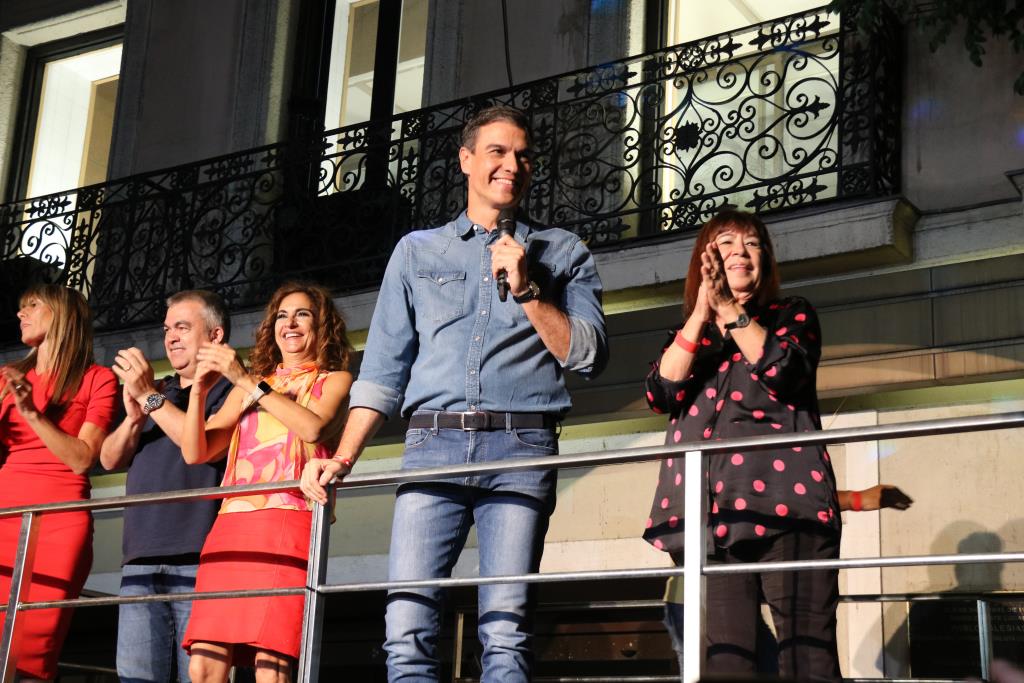 El secretari general del PSOE, Pedro Sánchez, ha celebrat aquest diumenge els resultats del 23-J . ACN