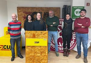 Imatge de la roda de premsa de la CUP de Vilafranca. Eix