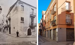 La casa que va comprar la família a la cruïlla dels carrers de Sant Pau i Sant Ignasi. Al costat, la imatge d'ara 