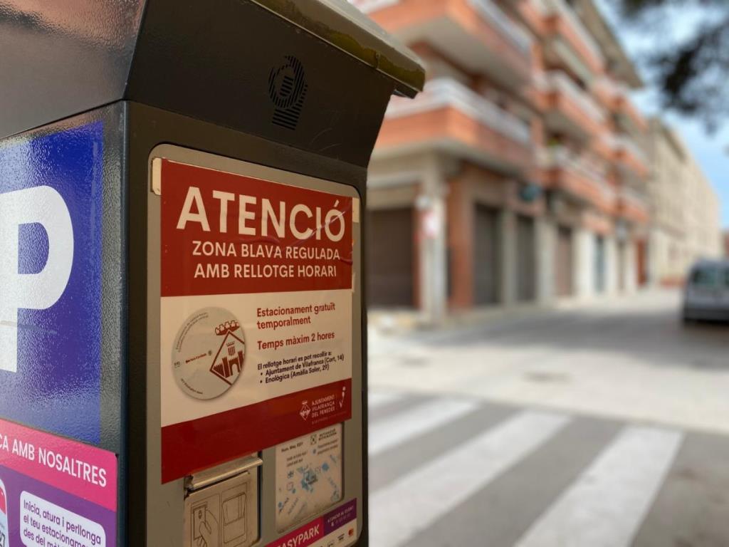 La zona blava de Vilafranca tornarà a estar operativa el 20 de març. Ajuntament de Vilafranca