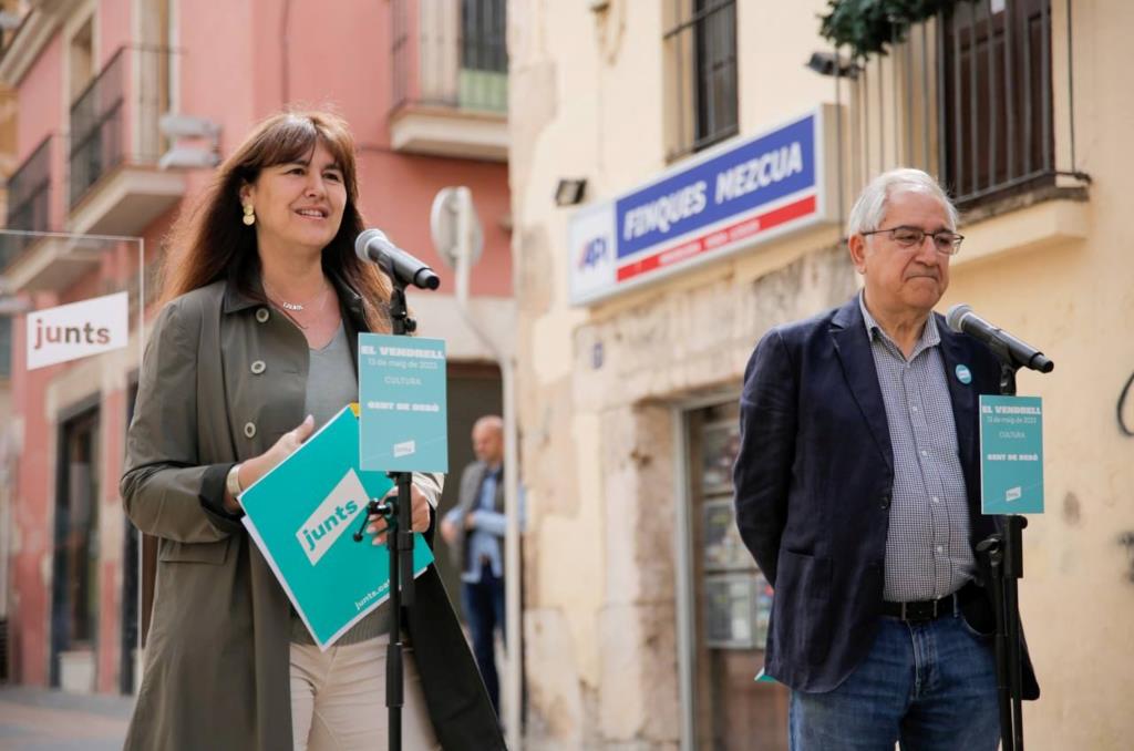 Laura Borràs i Josep Maria Llasat, al Vendrell. ACN