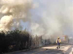 L'incendi d'uns esbarzers crema la caseta d'un hort a Vilanova i la Geltrú