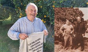 Luis Escribano, en l'actualitat. En la foto petita, ell i Josep Ayza després de sortir de la presó. EIX