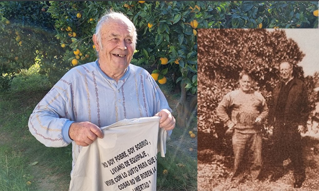 Luis Escribano, en l'actualitat. En la foto petita, ell i Josep Ayza després de sortir de la presó. EIX