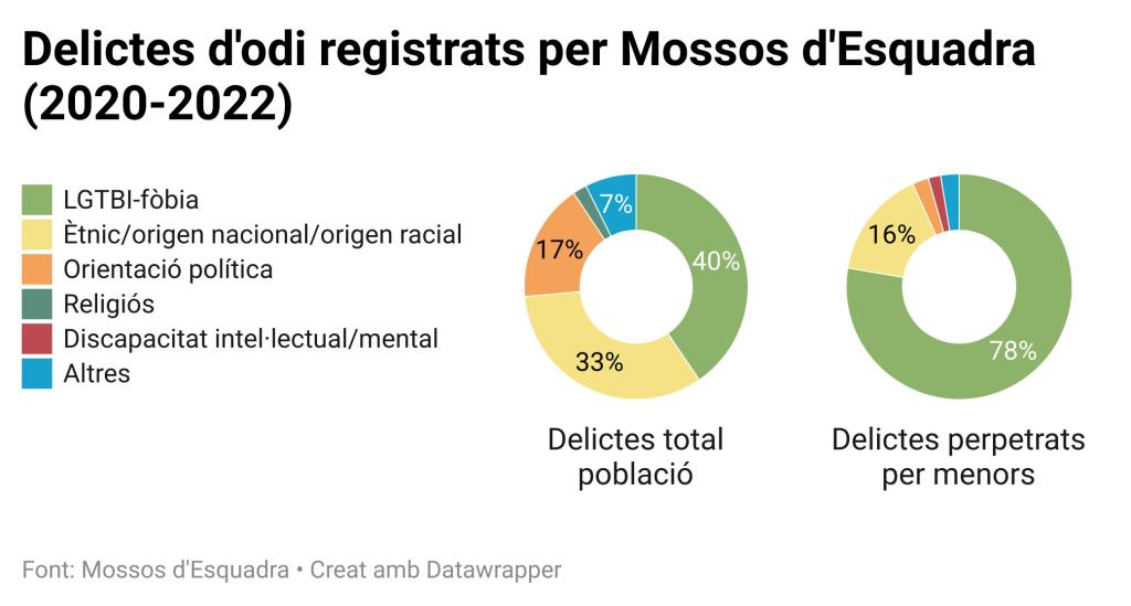 Més de la meitat dels delictes d'odi són perpetrats per joves de menys de 35 anys, i una quarta part per menors. ACN