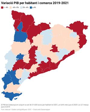 Només 11 comarques havien recuperat el PIB per habitant previ a la pandèmia el 2021. ACN