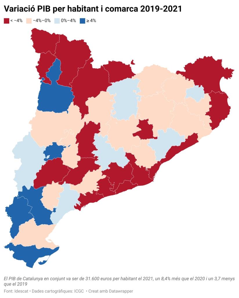 Només 11 comarques havien recuperat el PIB per habitant previ a la pandèmia el 2021. ACN