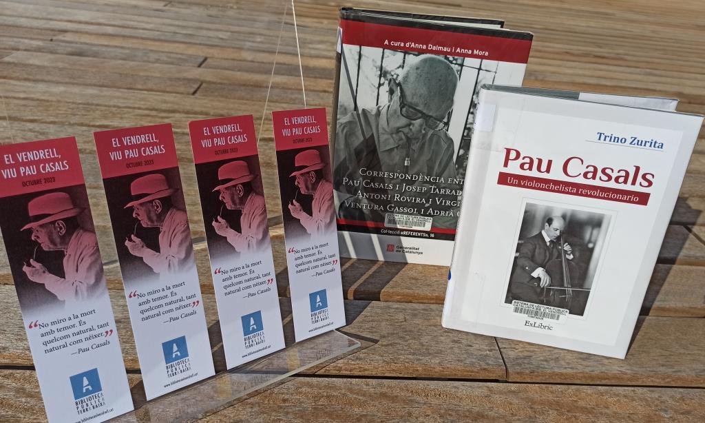 Nou punt de llibre dedicat a Pau Casals pel 50è Aniversari de la seva mort. Biblioteca Terra Baixa