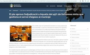ota de premsa publicada en el web de l'Ajuntament del Vendrell  a on s'explicava l'acord