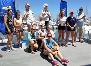 Podium Vela Pasifae: 1ra: Babette Hornstra, 2na: Alexandra Aksimova, 3ra: Carla Camps. Eix