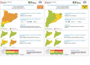 Protecció Civil activa en Alerta el Pla INUNCAT per la previsió de xàfecs intensos fins a la tarda de divendres a gran part de Catalunya. EIX