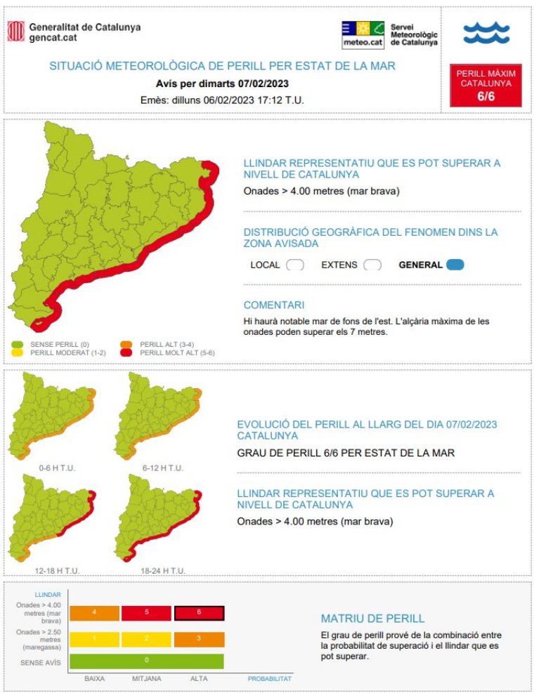 Protecció Civil activa l'alerta del pla Ventcat per previsió de ventades al litoral i prelitoral central. EIX