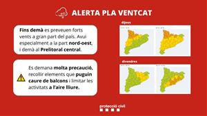 Protecció Civil activa les alertes per pluges intenses sobretot al Pirineu, fort vent i onatge a tot el litoral. Generalitat de Catalunya