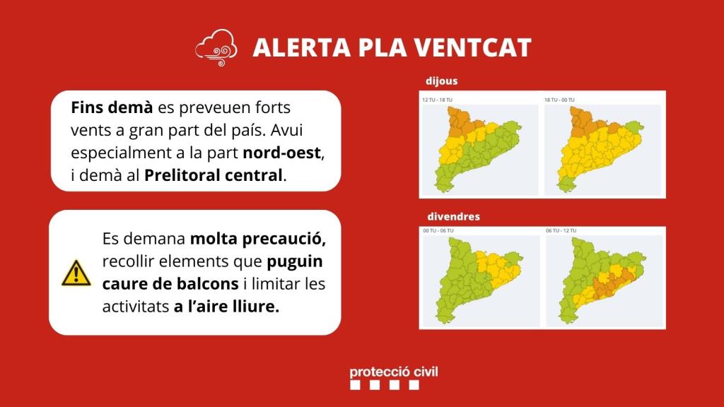 Protecció Civil activa les alertes per pluges intenses sobretot al Pirineu, fort vent i onatge a tot el litoral. Generalitat de Catalunya