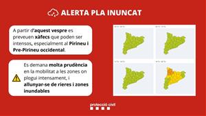 Protecció Civil activa les alertes per pluges intenses sobretot al Pirineu, fort vent i onatge a tot el litoral