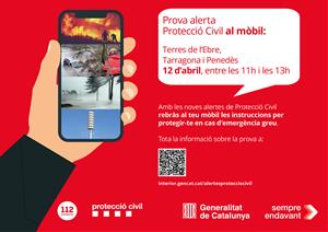 Protecció Civil farà el 12 d'abril al Penedès les proves per alertar d'emergències a través de telèfons mòbils. EIX