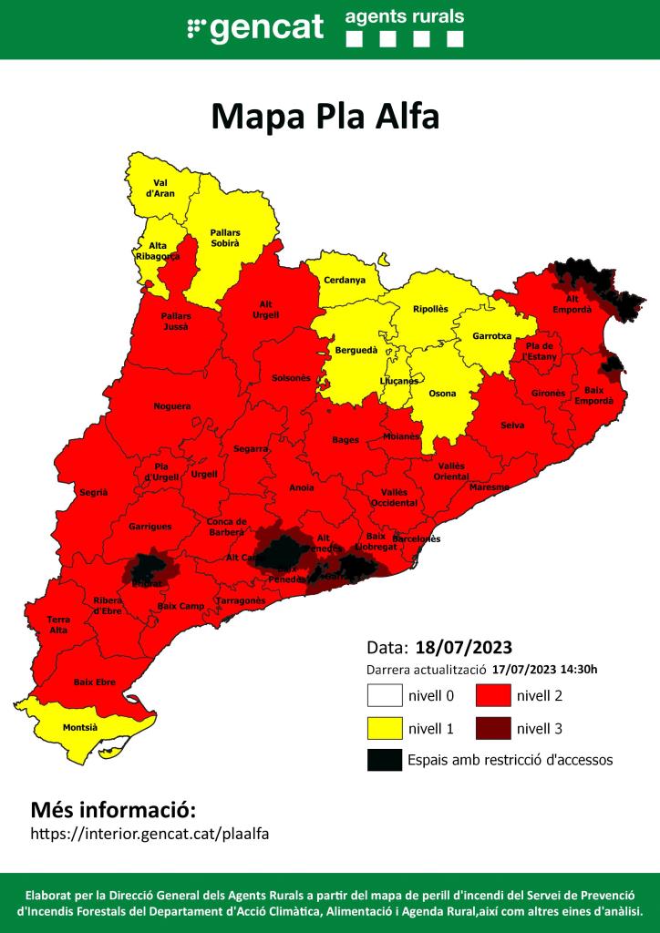 Restringit l’accés als parcs del Garraf, Olèrdola i Foix per risc molt alt d’incendis forestals. EIX