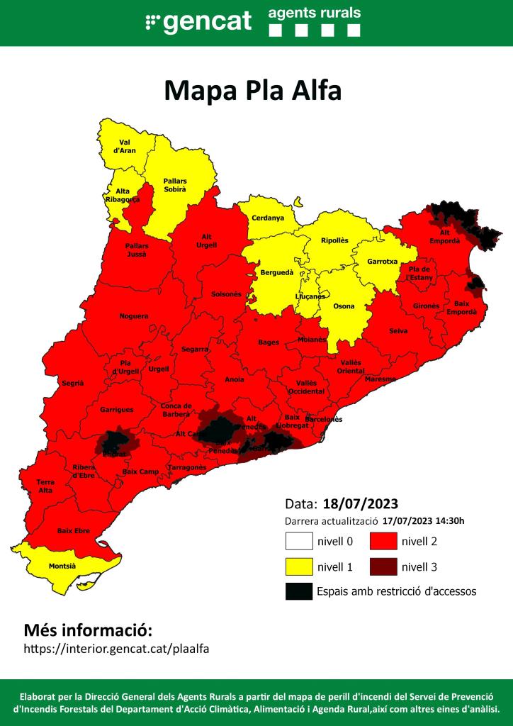 Restringit l’accés als parcs del Garraf, Olèrdola i Foix per risc molt alt d’incendis forestals. EIX