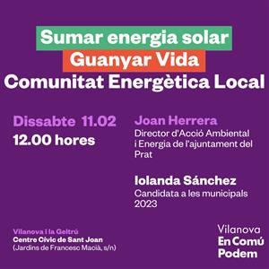 Sumar Energia Solar. Guanyar Vida. Comunitat Energètica Local. EIX